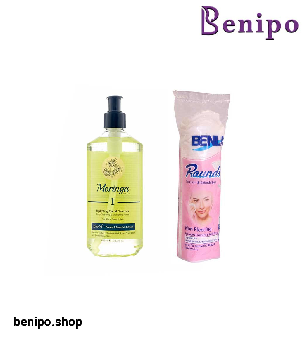 پک ژل شستشو و پاک کننده صورت شماره 1 حجم 400 میل و پد آرایش پاک کن 70 عددی