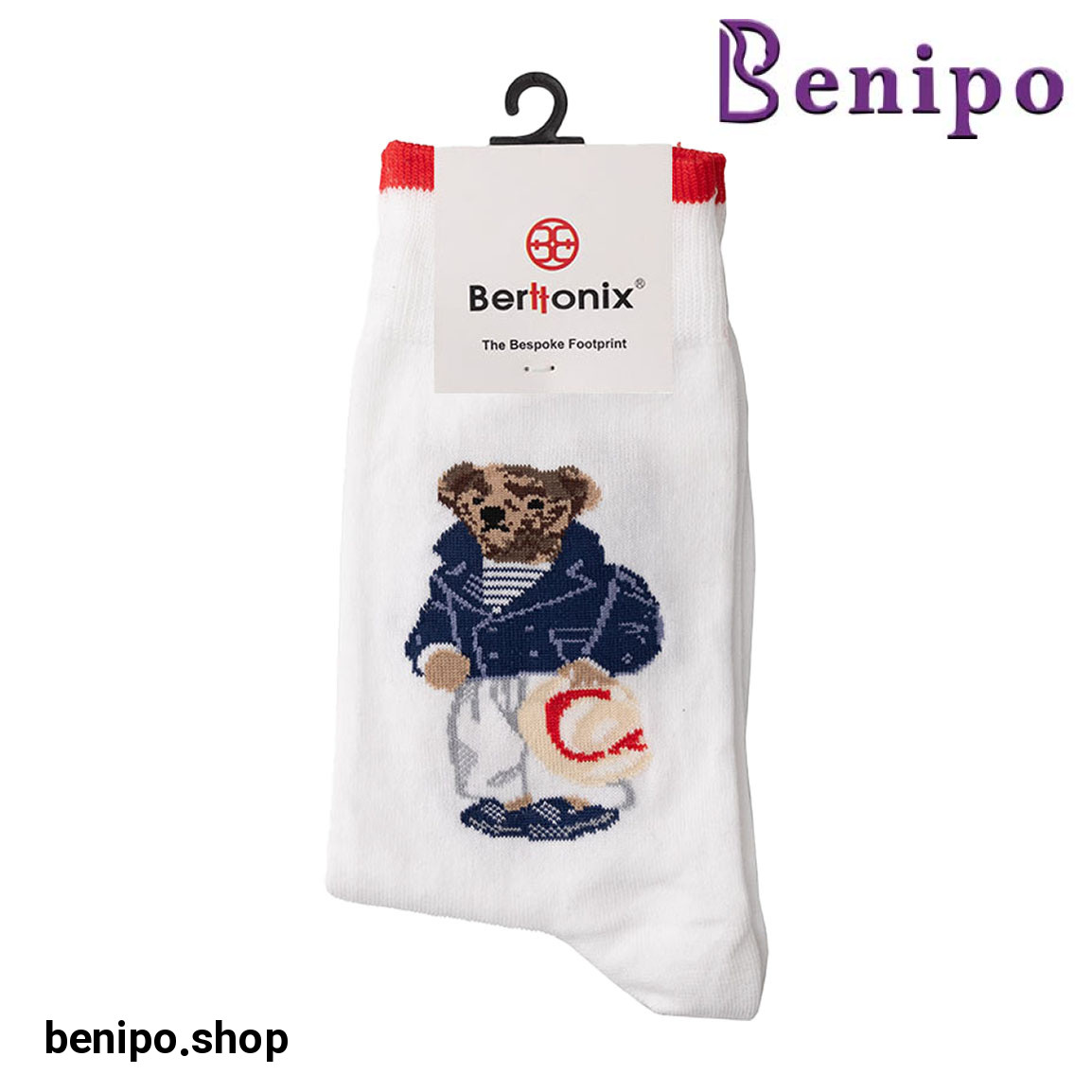 جوراب فانتزی مدل تدی سفید