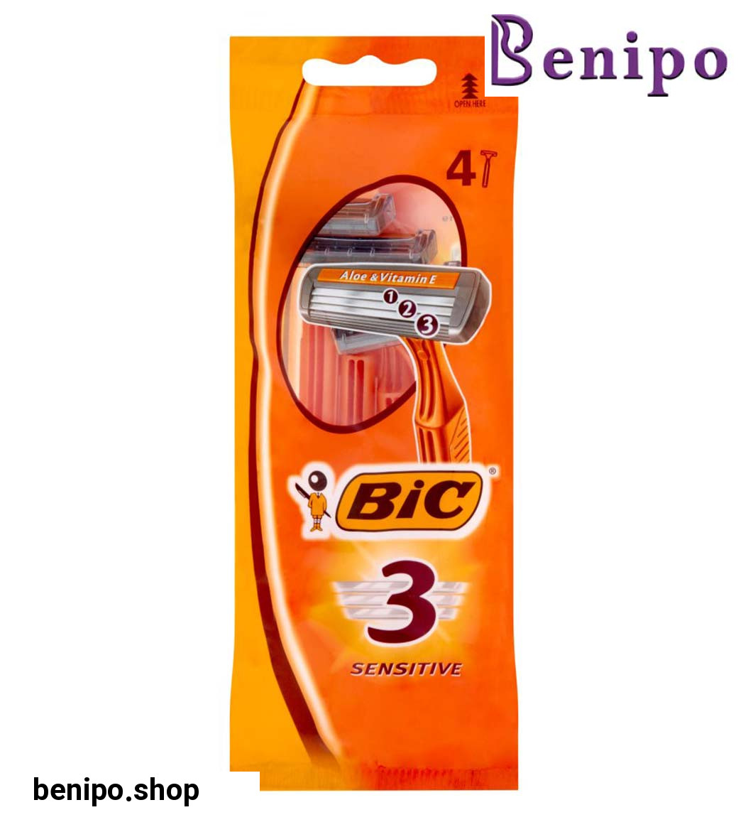 تیغ اصلاح سه تیغه مناسب پوست حساس بسته 4 عددی