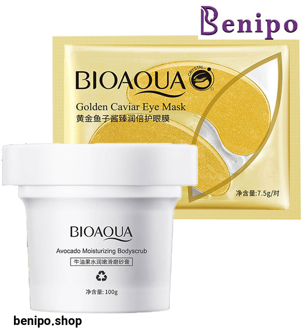 پک 2 عددی اسکراب بدن آووکادو و ماسک ورقه ای زیر چشم خاویار طلایی