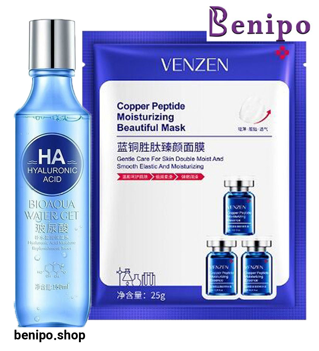 پک 2 عددی ماسک ورقه ای Copper Peptide ونزن و تونر هیالورونیک اسید حاوی کلاژن