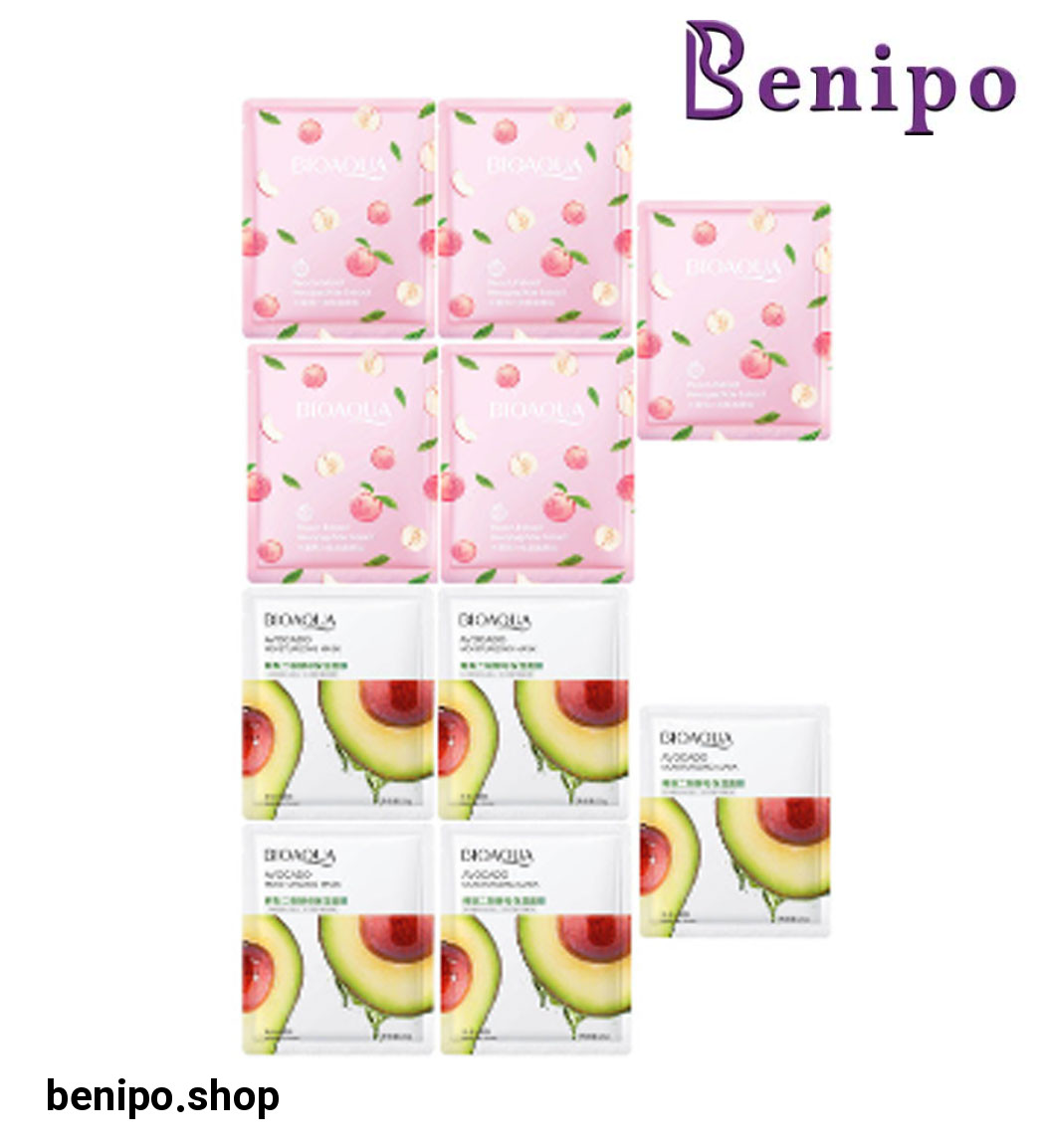 پک 10 عددی ماسک صورت مدل هلو و آووکادو