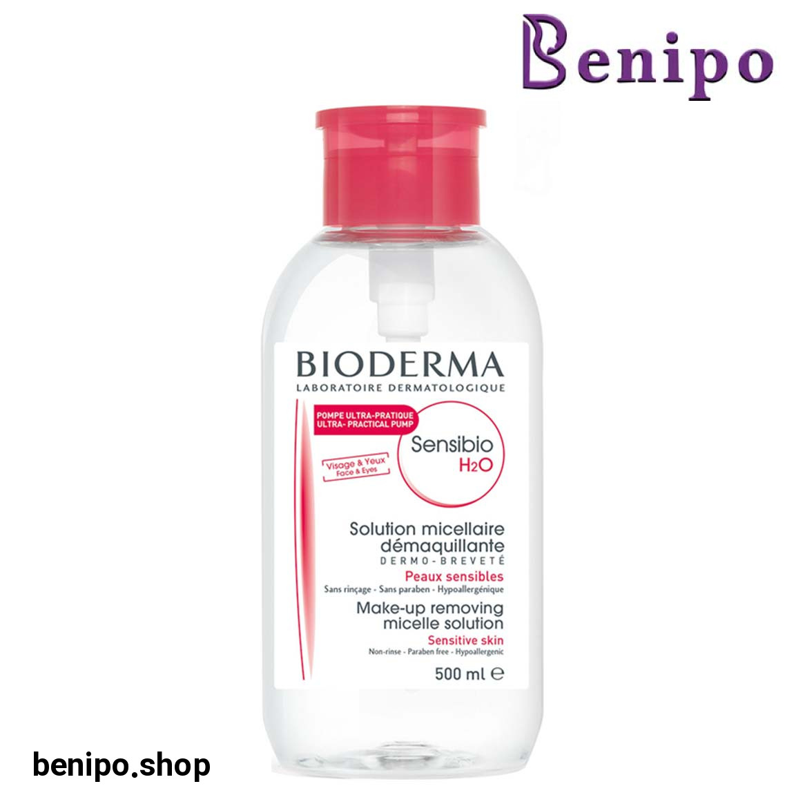 محلول میسلار پاک کننده پمپی آرایش و آلودگی صورت و دور چشم