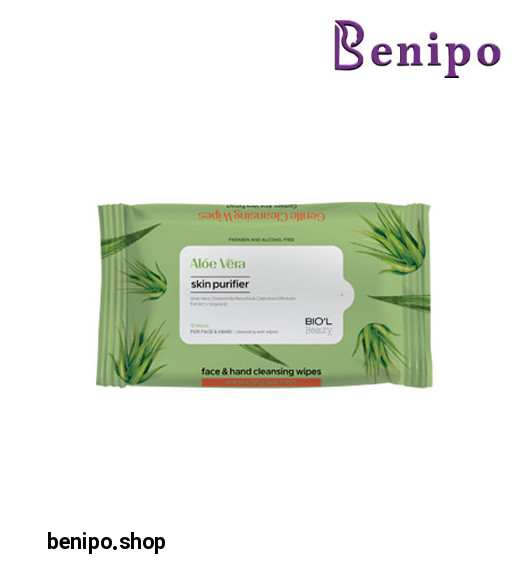 دستمال مرطوب ضدباکتری پاک کننده دست و صورت آلوئه ورا