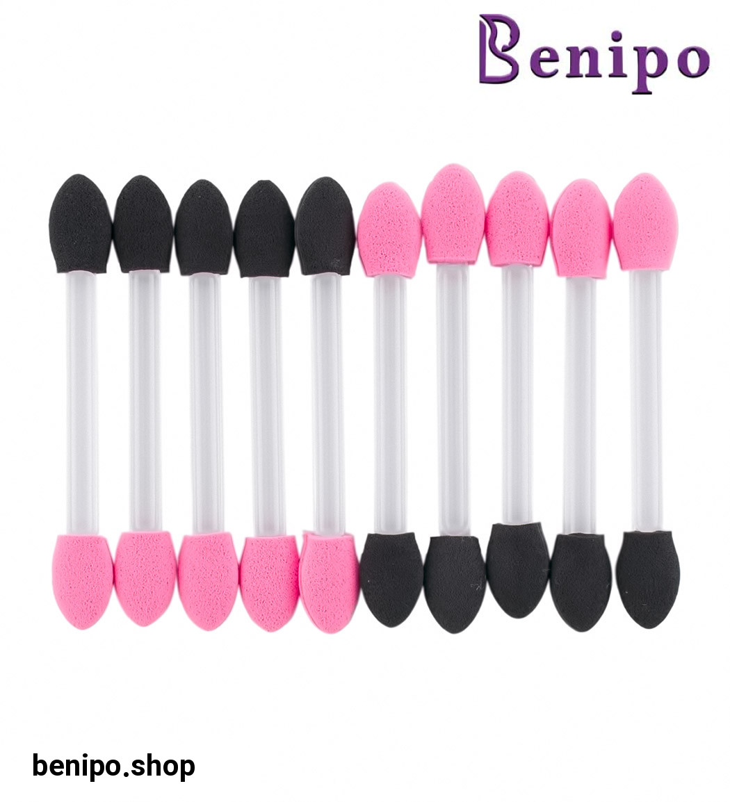 براش قلمی آرایشی دو طرفه مناسب سایه چشم 10 عددی