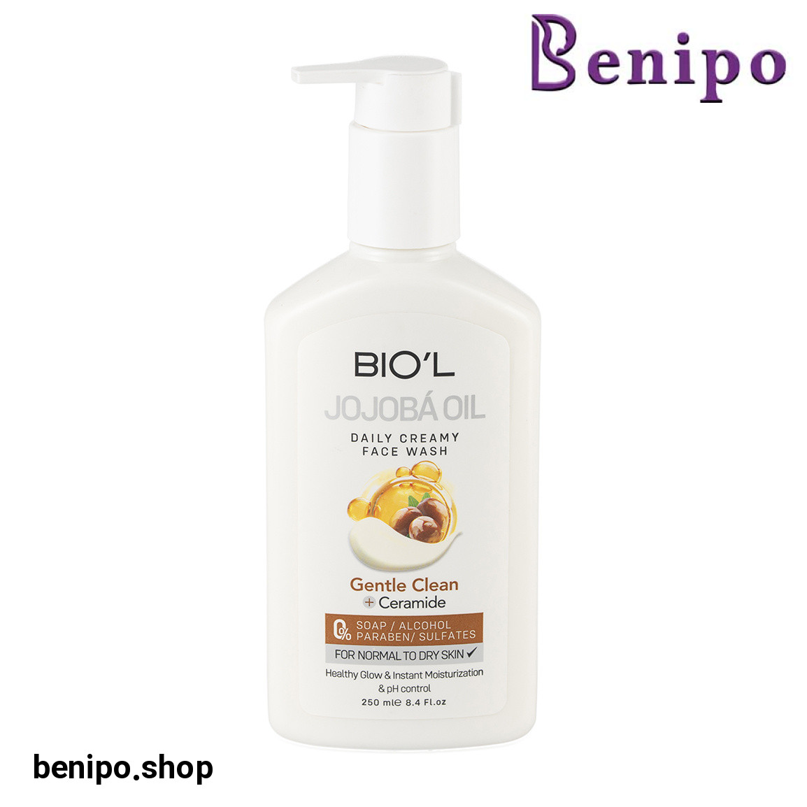 فیس واش کرمی حاوی روغن جوجوبا و سرامید مناسب پوست نرمال تا خشک حجم 250 میلی لیتر