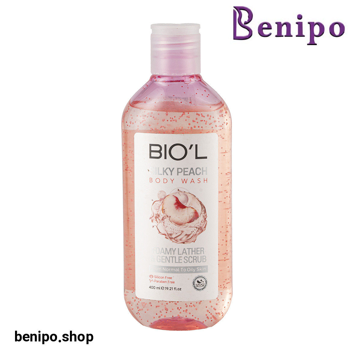 شامپو بدن ژلی سیلکی پیچ حاوی اسکراب مناسب پوست معمولی تا چرب حجم 400 میلی لیتر