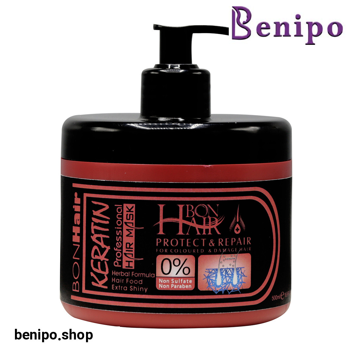 ماسک مو داخل حمام کراتین حجم 500 میلی لیتر