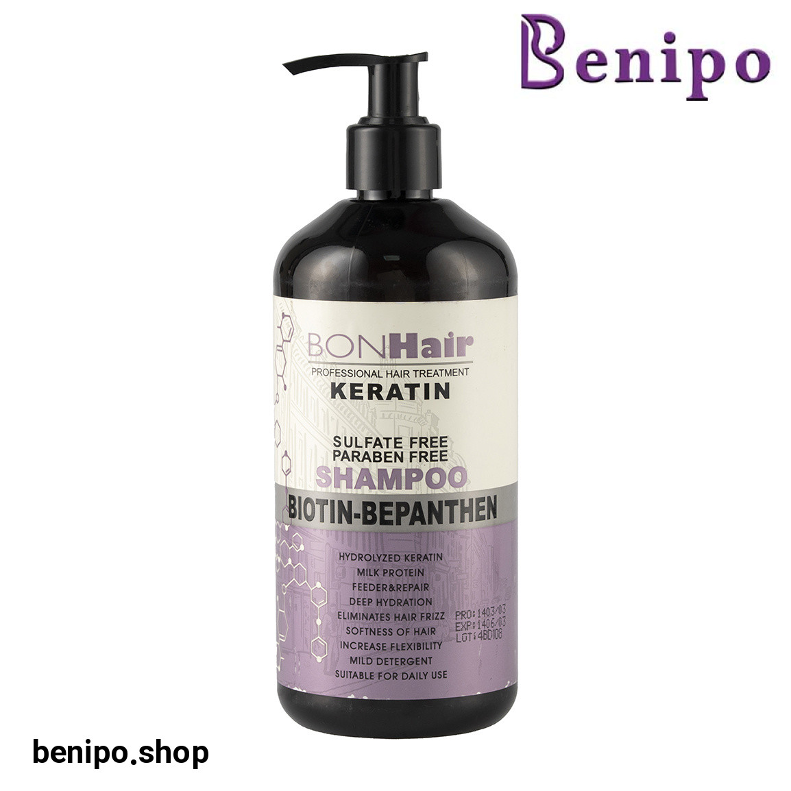 شامپو مو فری سولفات حاوی کراتین حجم 500 میلی لیتر