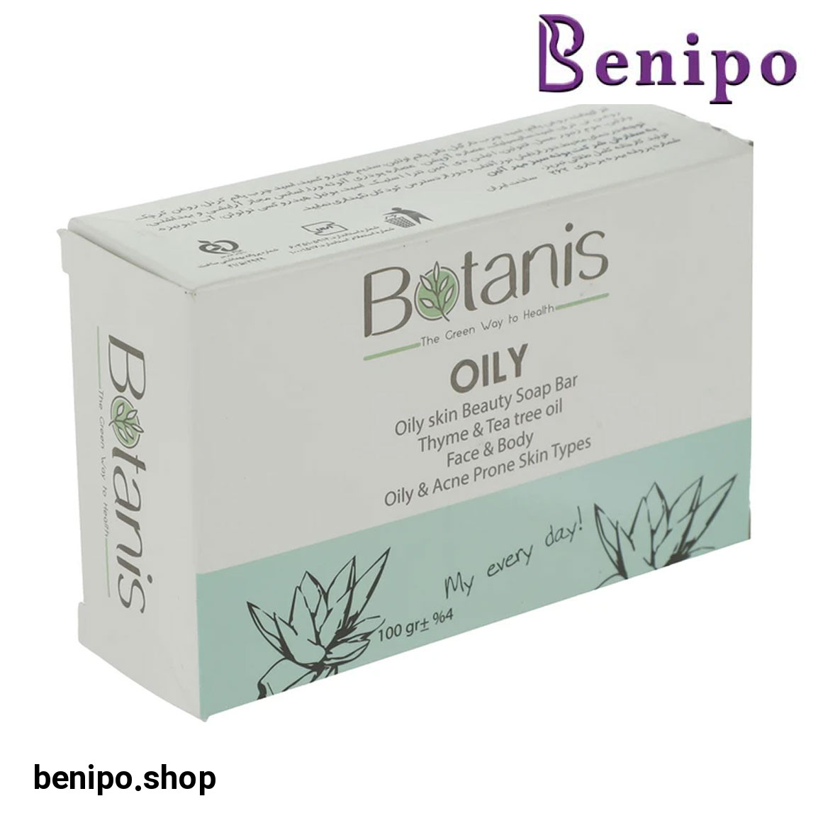 صابون متعادل کننده پوست چرب حاوی آویشن و روغن درخت چای مناسب پوست چرب و مستعد آکنه 100گرم