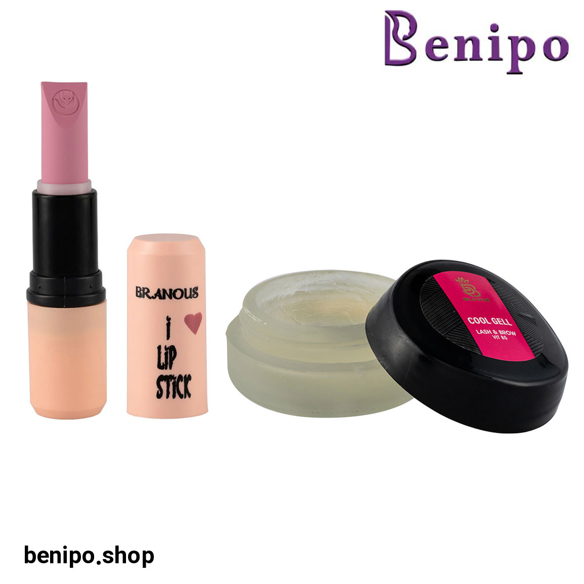 پک هدیه 2 عددی شامل ژل ابرو کاسه ای و رژ لب جامد کد 611