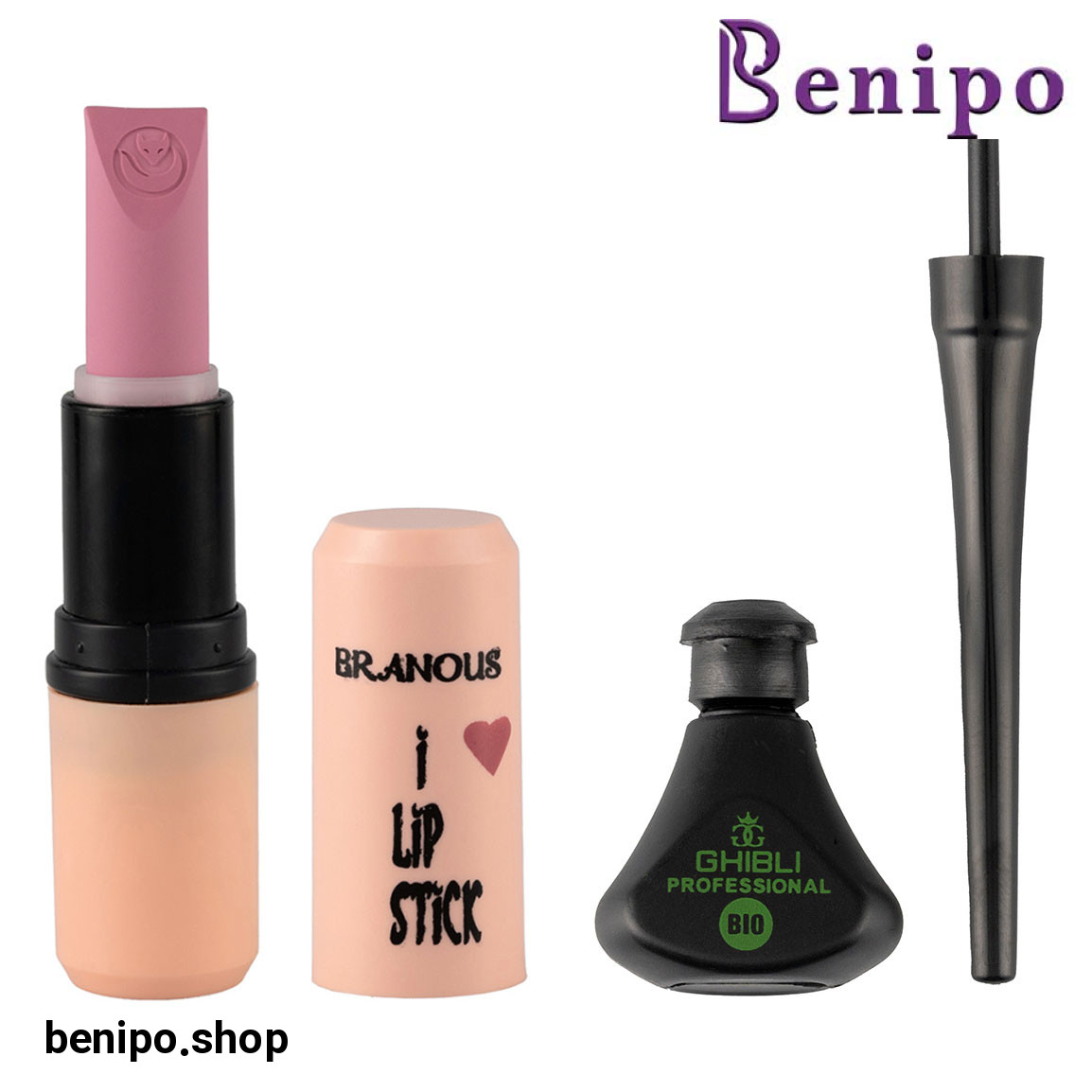 پک هدیه 2 عددی شامل خط چشم و رژ لب جامد کد 611