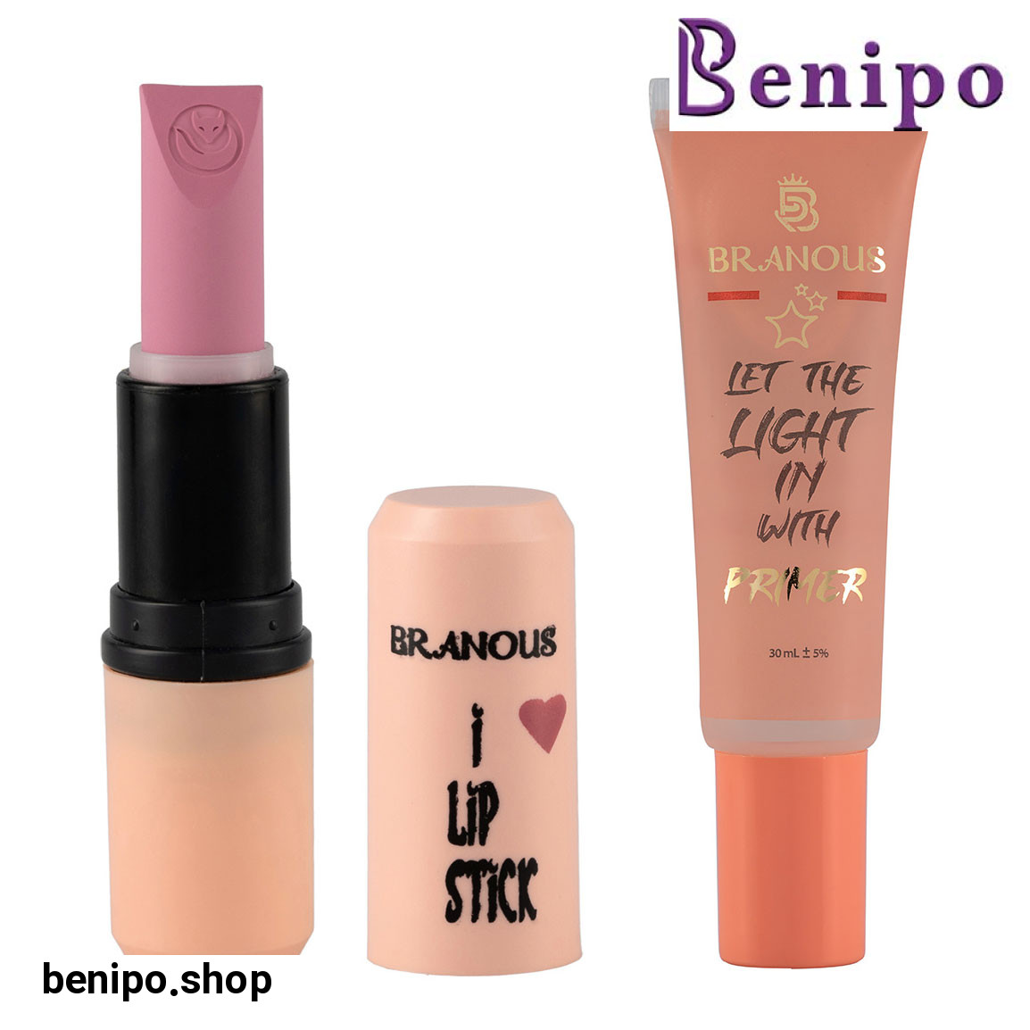 پک هدیه 2 عددی شامل پرایمر و رژ لب جامد کد 611