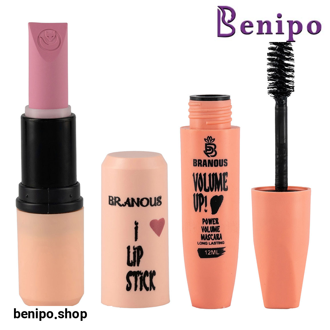 پک هدیه 2 عددی شامل ریمل مویی و رژ لب جامد کد 611