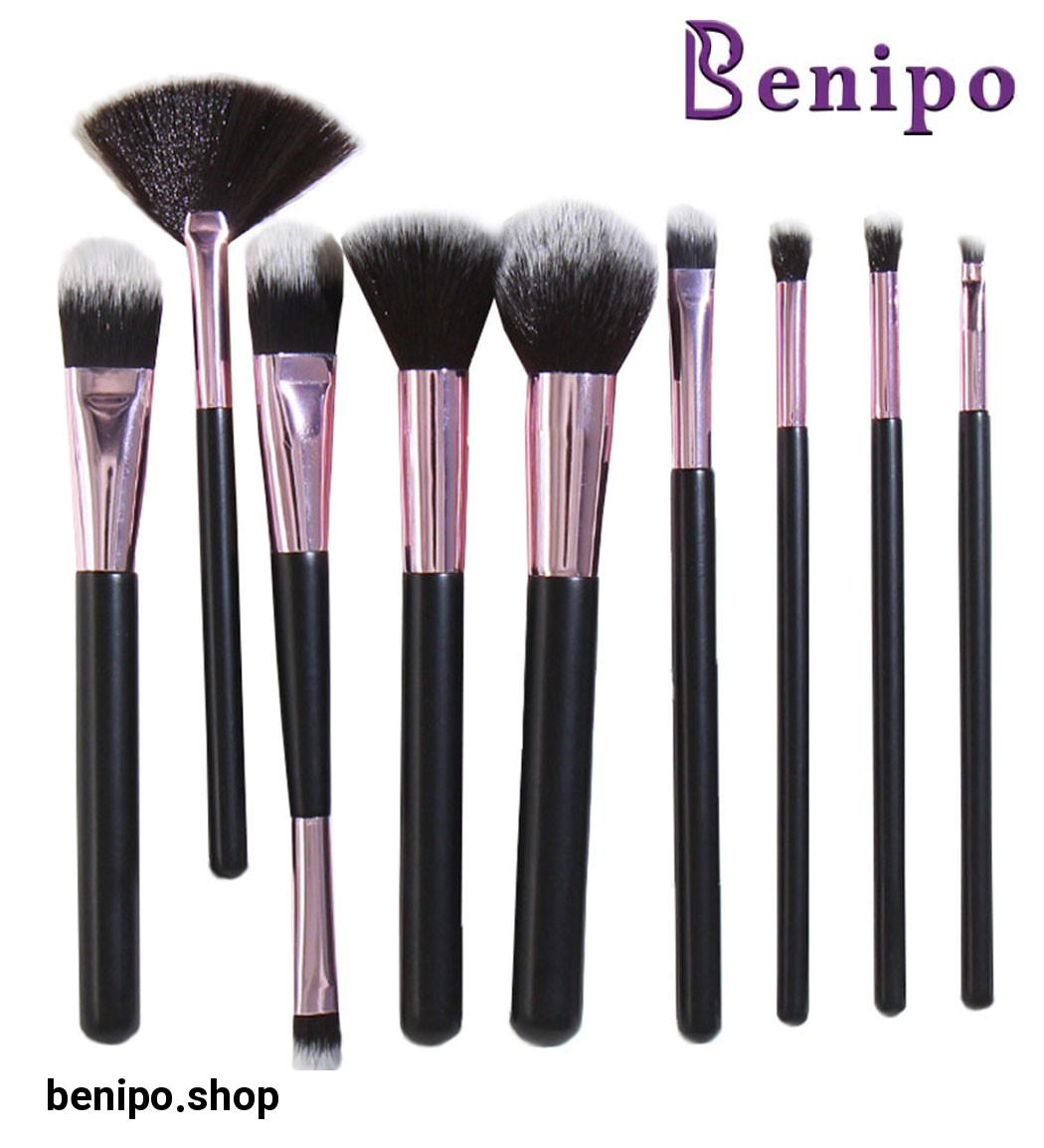 ست برس آرایشی مدل B1 مشکی 9 عددی