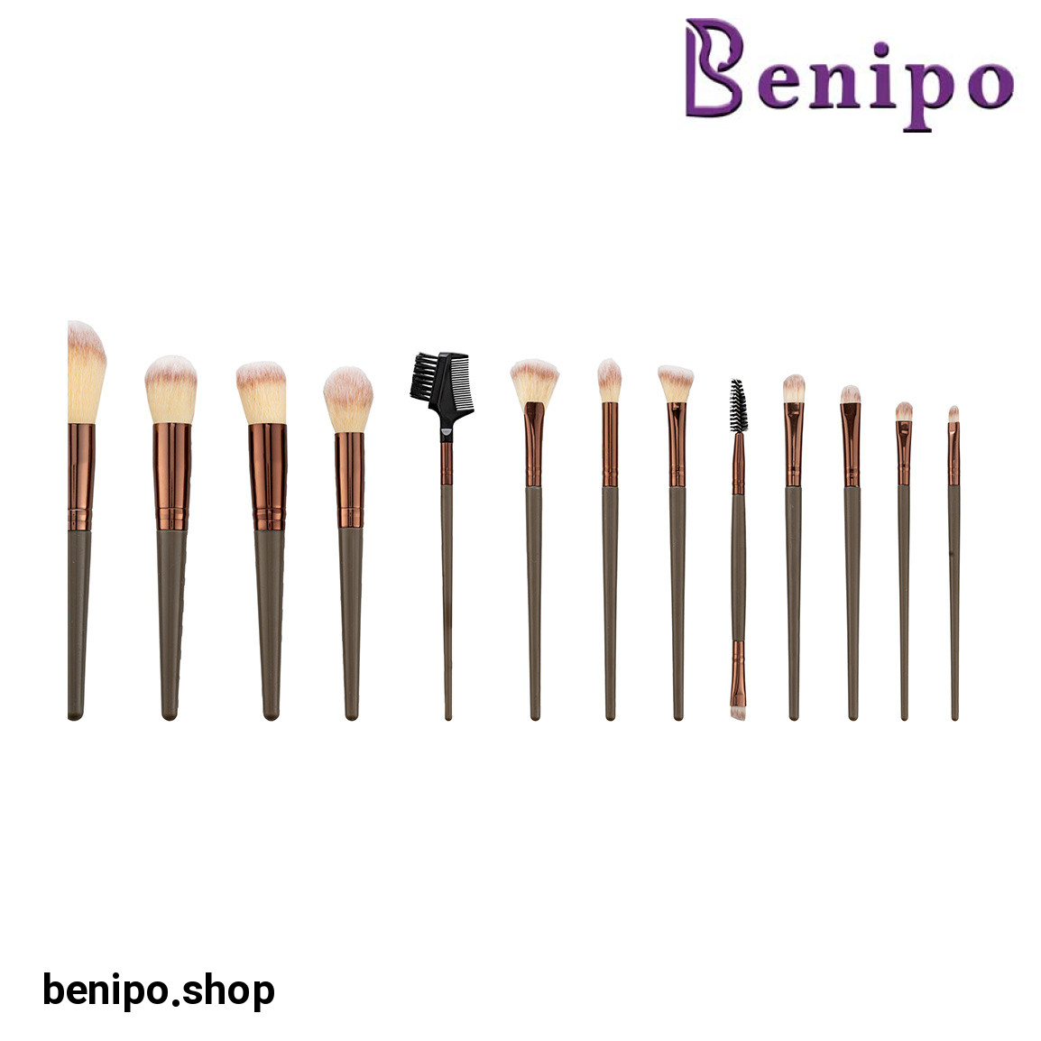 ست براش آرایشی B2 رنگ قهوه ای 13 عددی