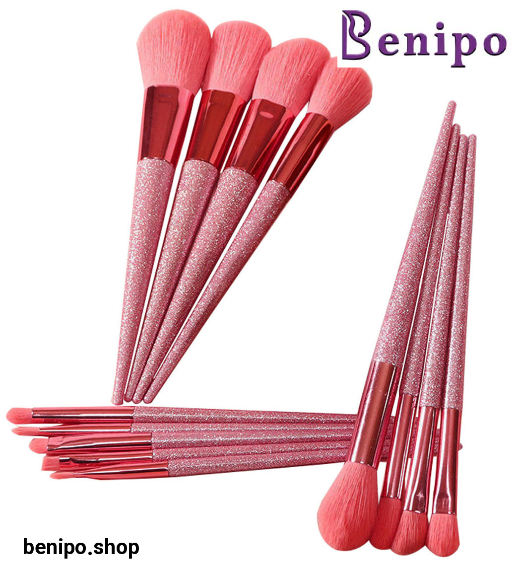 ست برس آرایشی مدل S1 صورتی 13 عددی به همراه کیف