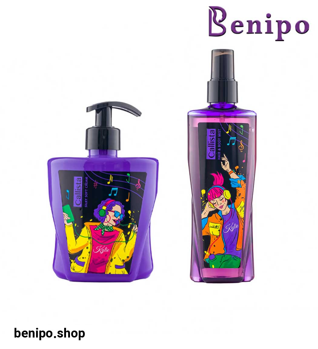 پک لوسیون بدن مدل KYLIE حجم 400 میل و بادی اسپلش زنانه مدل Kylie حجم 200 میل