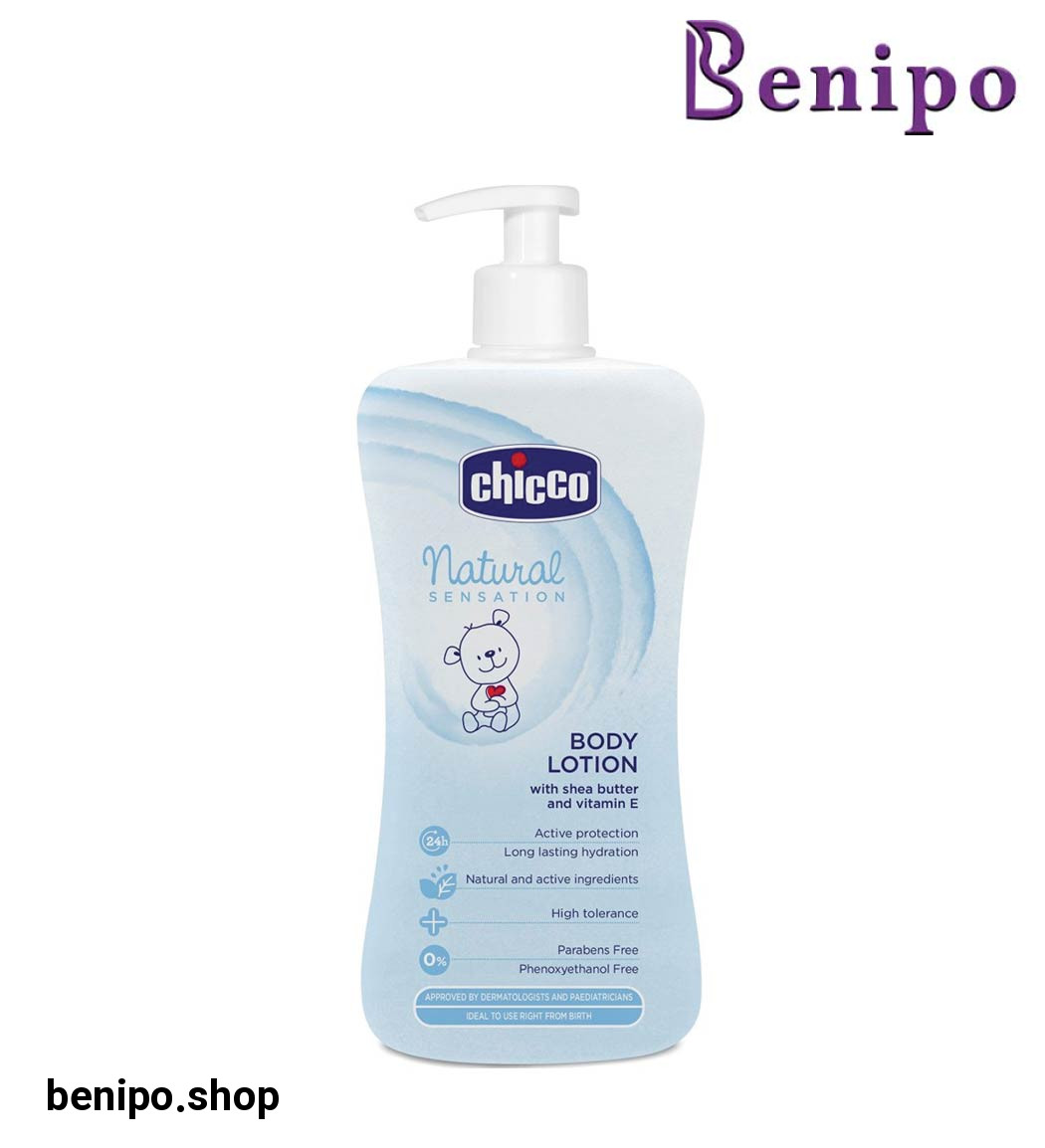 لوسيون بدن کودک پمپي نچرال سنسيشن حاوي شي باتر و ويتامين اي