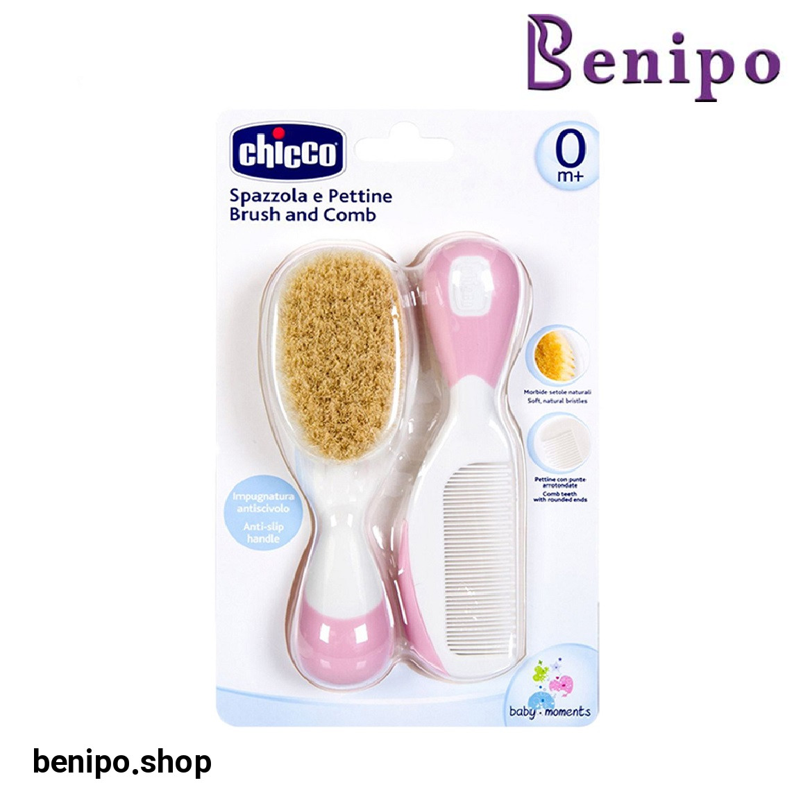 ست برس و شانه نوزاد رنگ صورتی