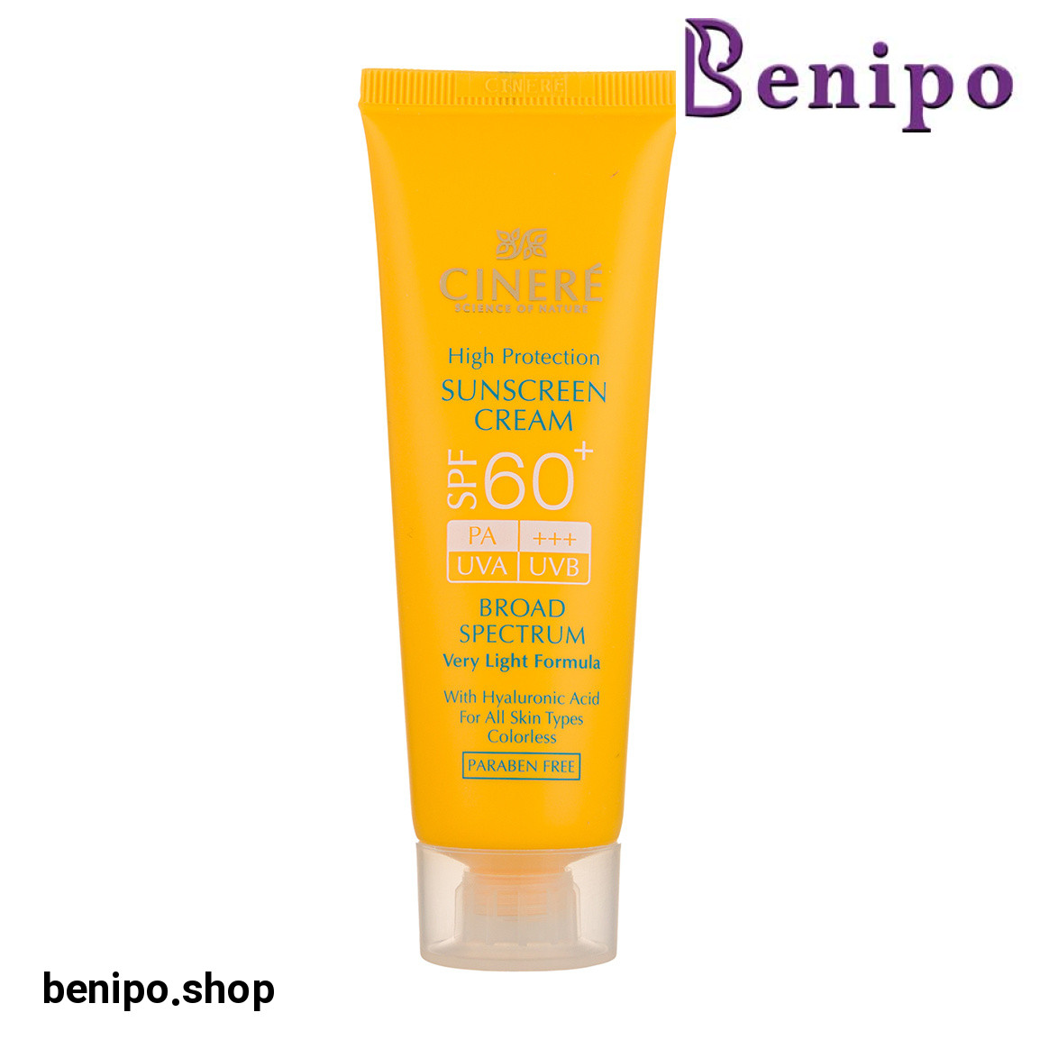 کرم ضد آفتاب SPF60+ بدون رنگ مناسب انواع پوست