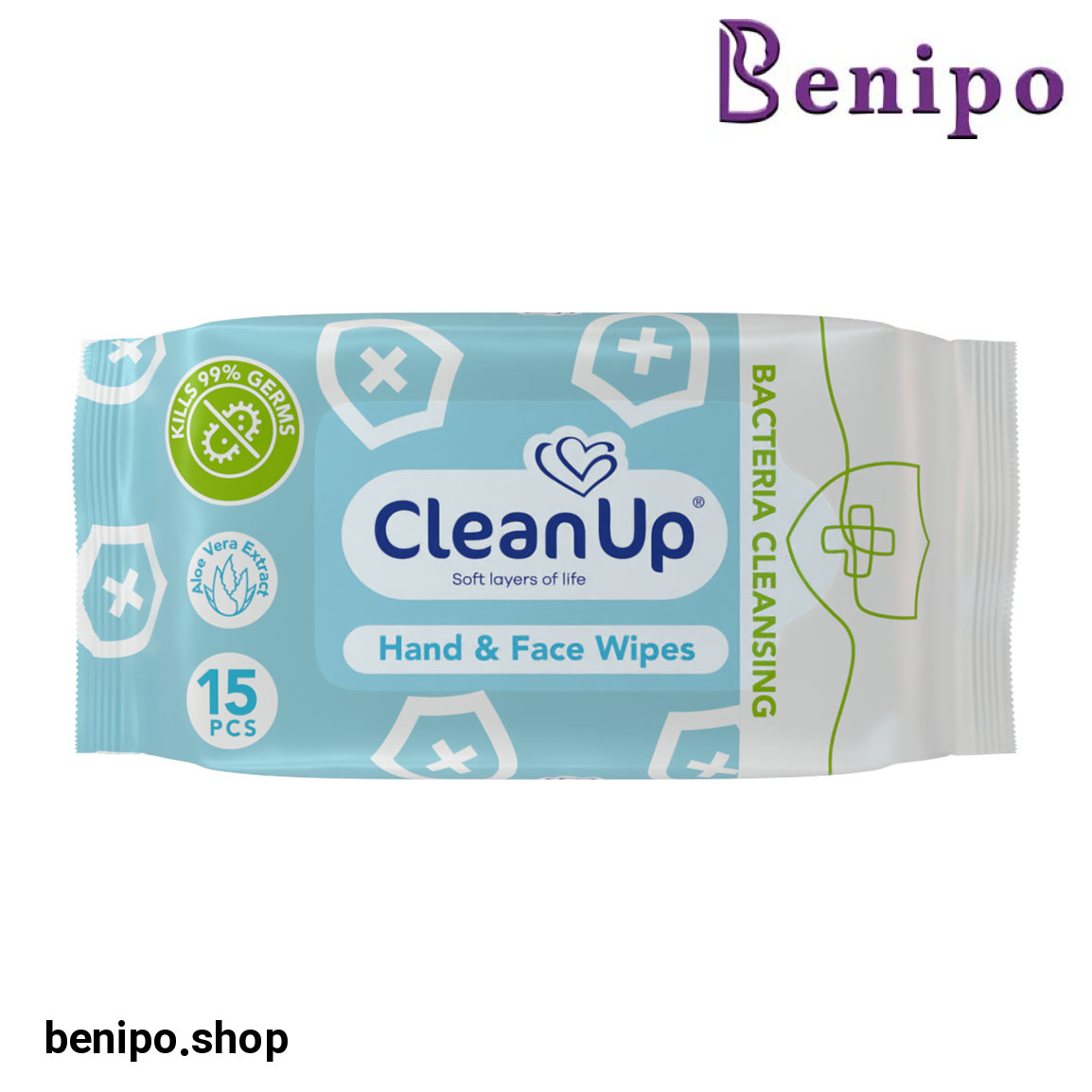 دستمال مرطوب پاک کننده دست و صورت با خاصیت پاکسازی و کاهش باکتری های روی پوست بسته 15 عددی