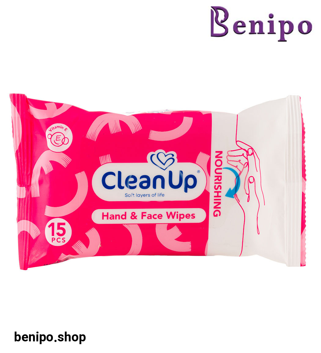 دستمال مرطوب پاک کننده دست و صورت با خاصیت رطوبت رسانی 15 عددی