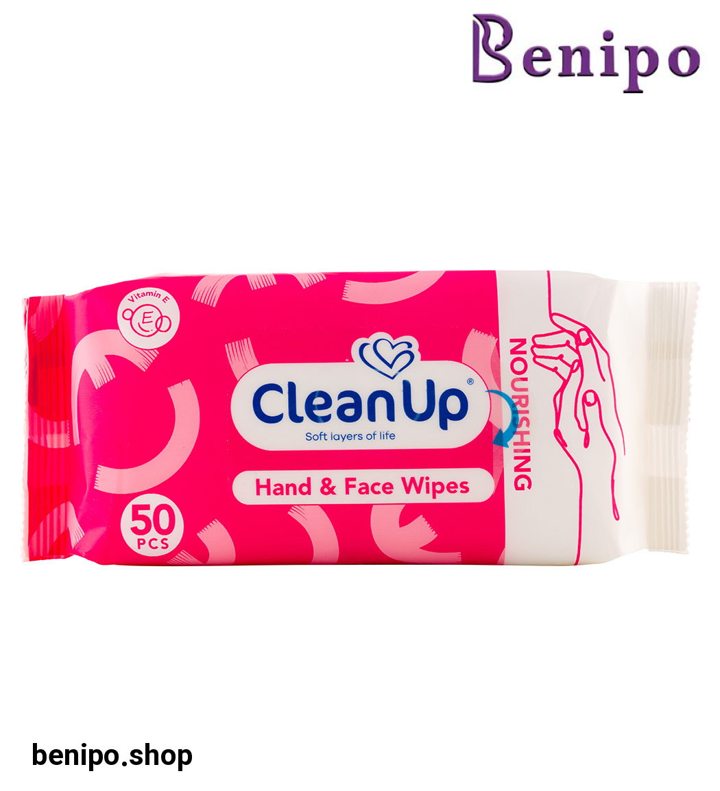 دستمال مرطوب پاک کننده دست و صورت با خاصیت رطوبت رسانی 50 عددی