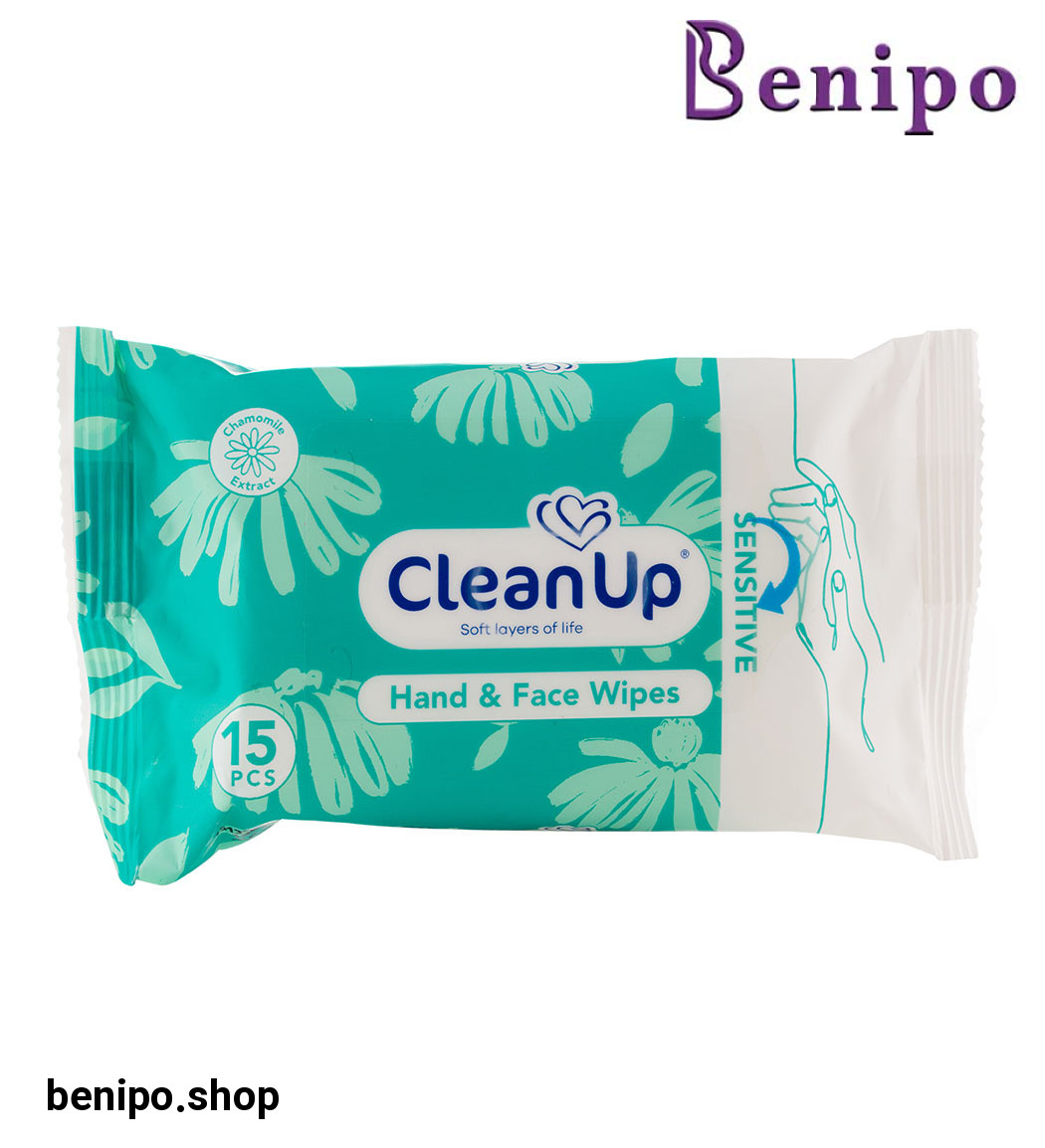 دستمال مرطوب پاک کننده دست و صورت مناسب پوست حساس 15 عددی