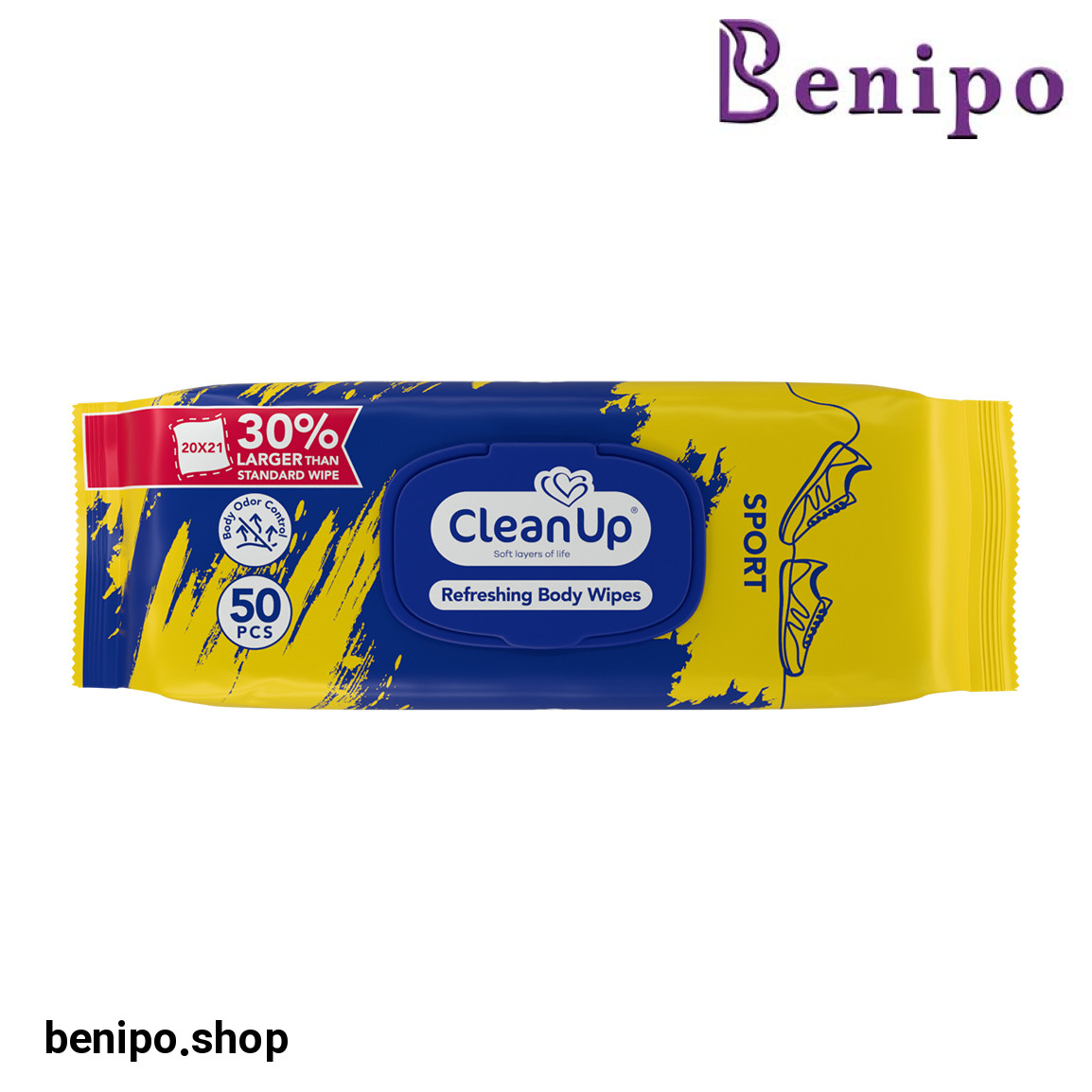 دستمال مرطوب پاک کننده بدن مدل Sport بسته 50 عددی