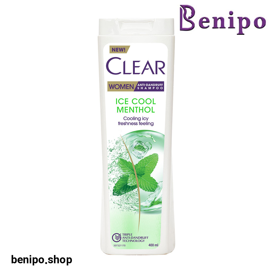 شامپو زنانه ضد شوره خنک کننده نعنایی یخی حجم 400 میلی لیتر