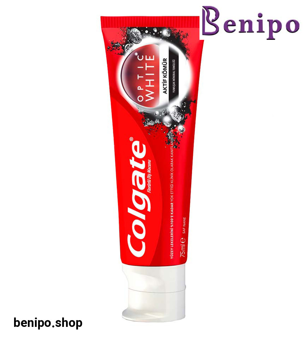 خمیر دندان سفید کننده زغالی کلگیت مدل Optic White حجم 50 میل