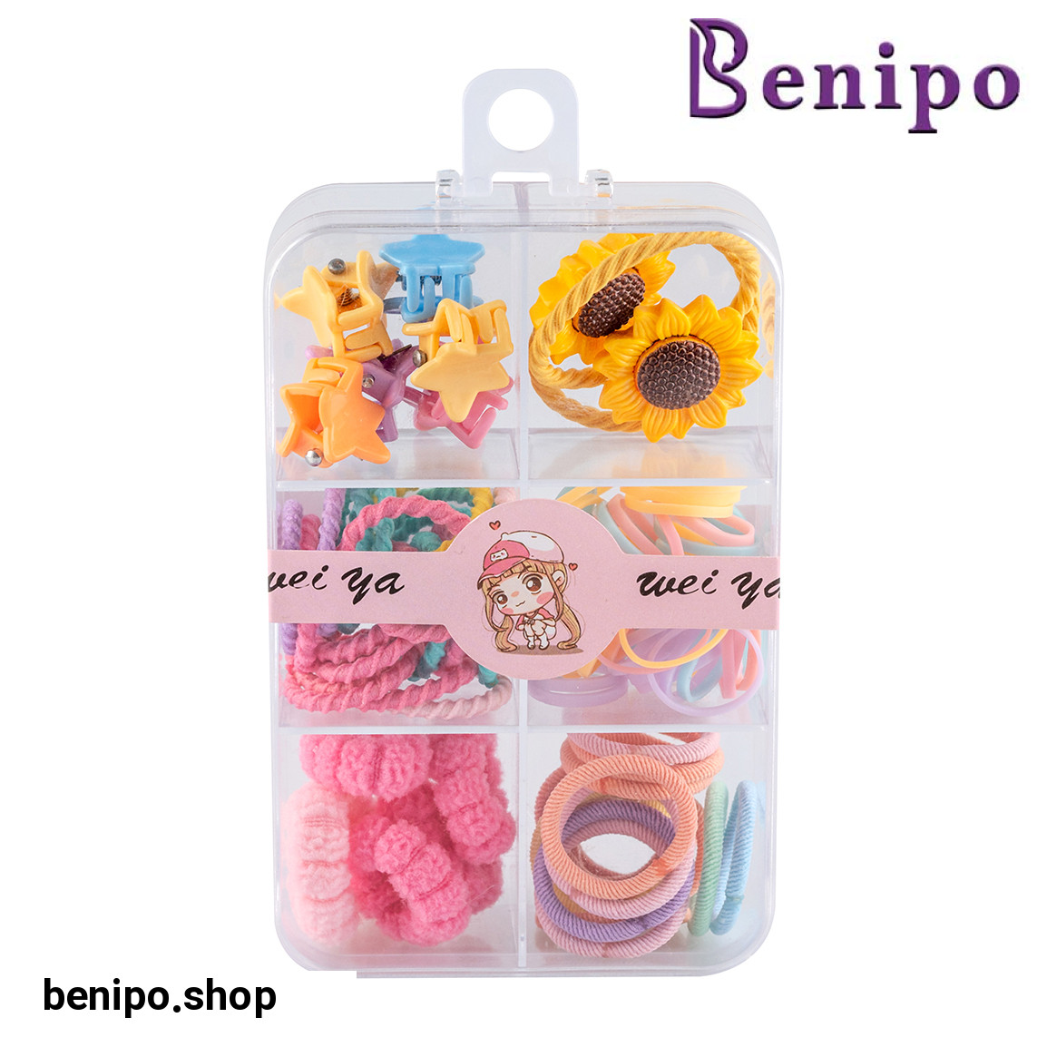 کش مو رنگی گیره دار مدل آفتابگردان