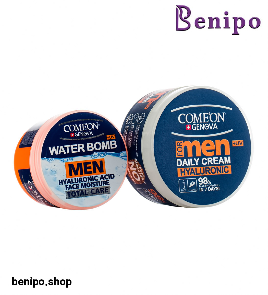 پک کرم صورت بمب آبرسان حاوی هیالورونیک اسید 200میل و کرم مرطوب کننده آقایان 240میل