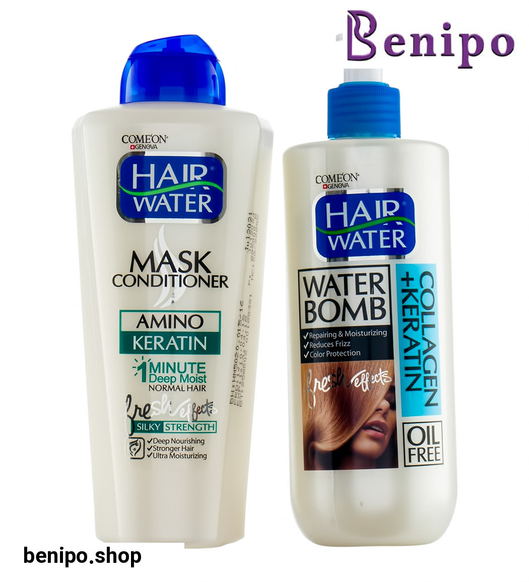 پک ماسک  مو کراتینه 400میل به همراه واتربمب مو کراتین و کلاژن 400میل