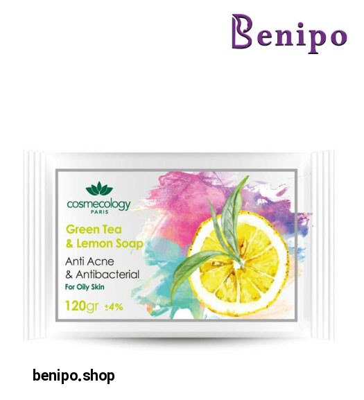 صابون ضدآکنه و آنتی باکتریال حاوی چای سبز و لیمو مناسب پوست های چرب 120 گرم