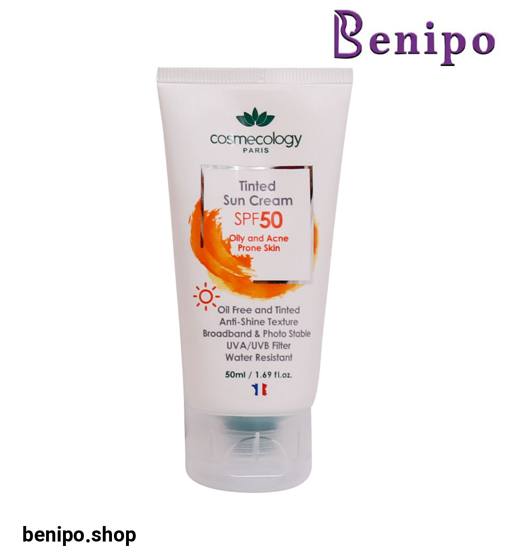 کرم ضد آفتاب رنگی فاقد چربی مناسب پوست چرب و جوش دار دارای spf 50 حجم 50 میل