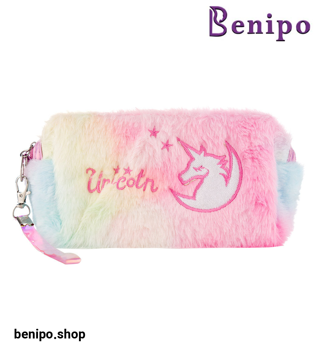 کیف آرایشی خزدار مدل یونیکورن ارسال با طرح رندوم