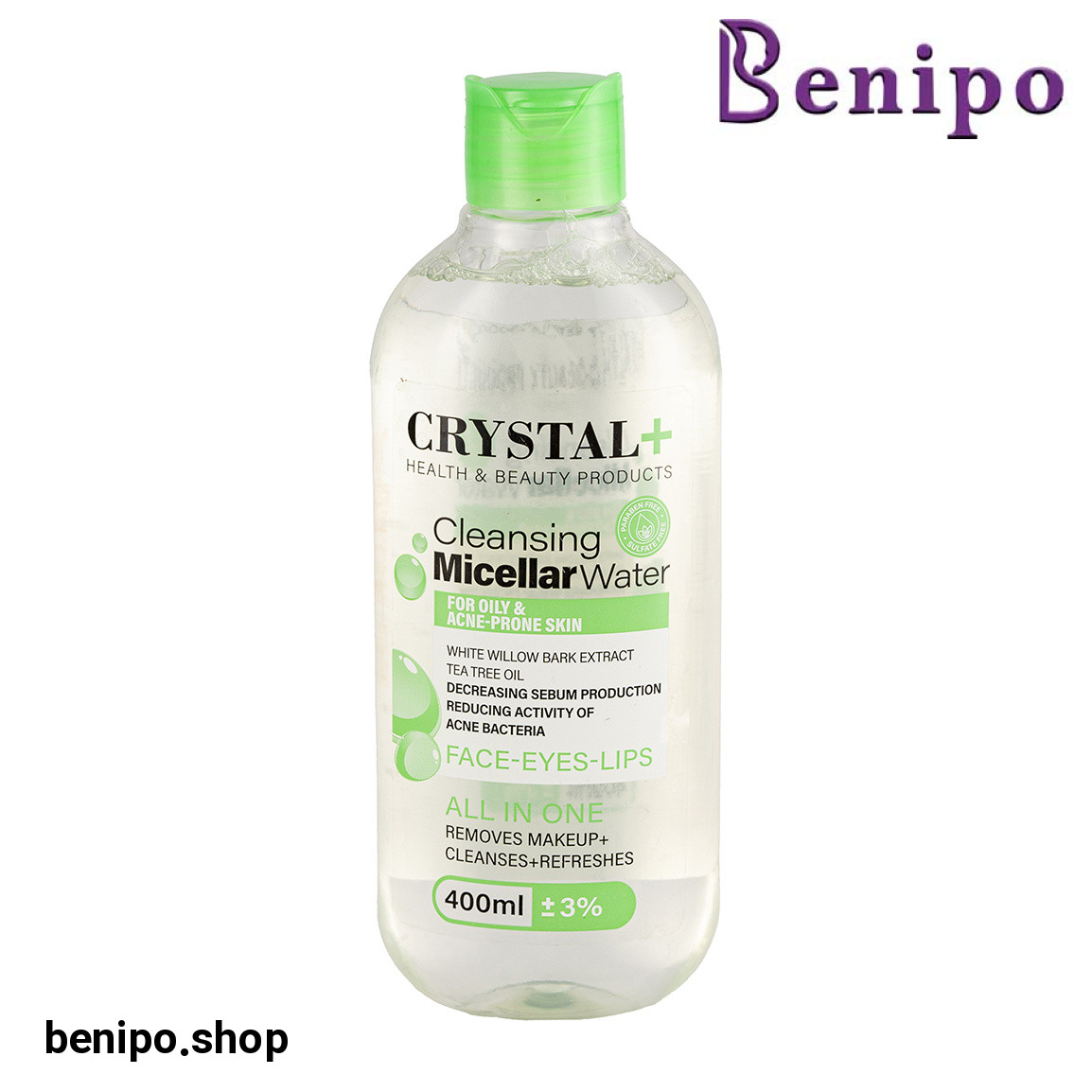 محلول پاک کننده آرایش چشم، لب و صورت مناسب پوست چرب و مستعد جوش حجم 400 میلی لیتر