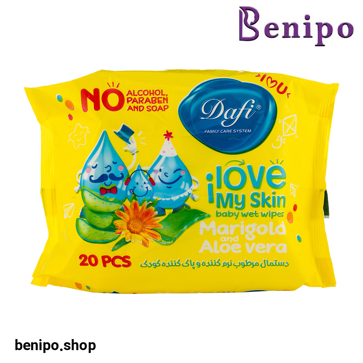 دستمال مرطوب نرم کننده و پاک کننده کودک 20 برگی