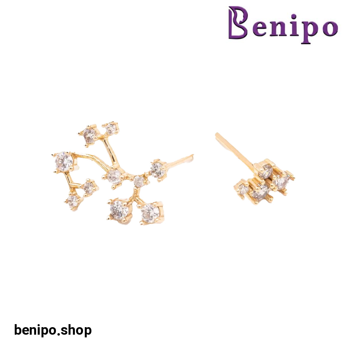 گوشواره طلا مدل صورت فلکی آذر