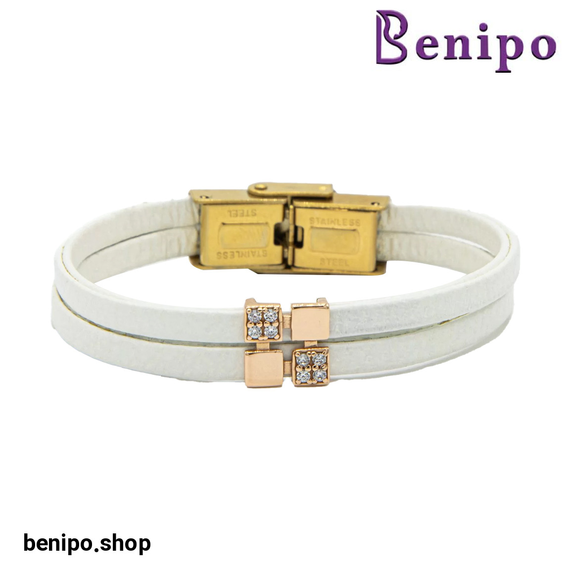 دستبند طلا بند چرمی مدل چارسو