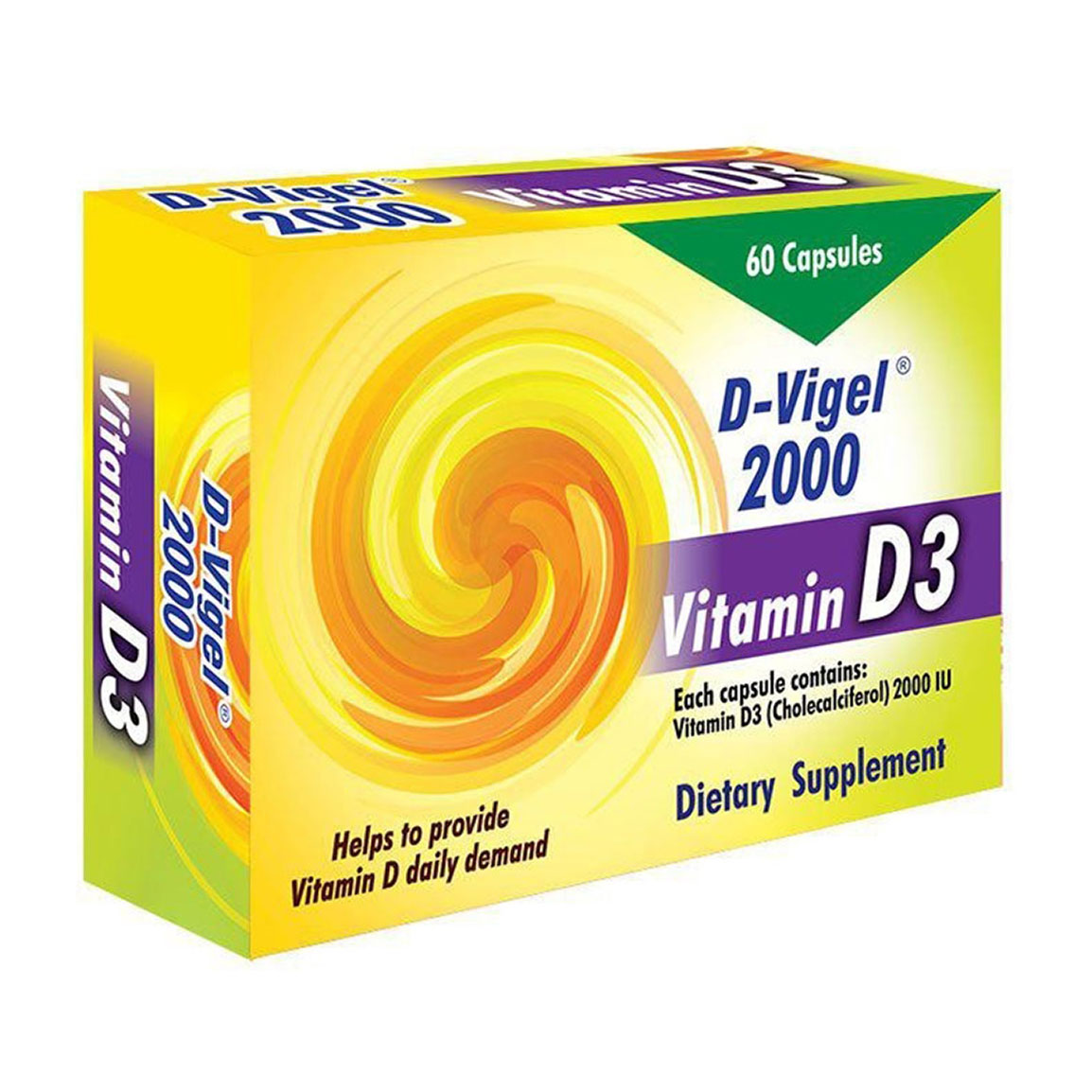 کپسول ویتامین D3 دی ویژل 2000 واحد بسته 60 عددی