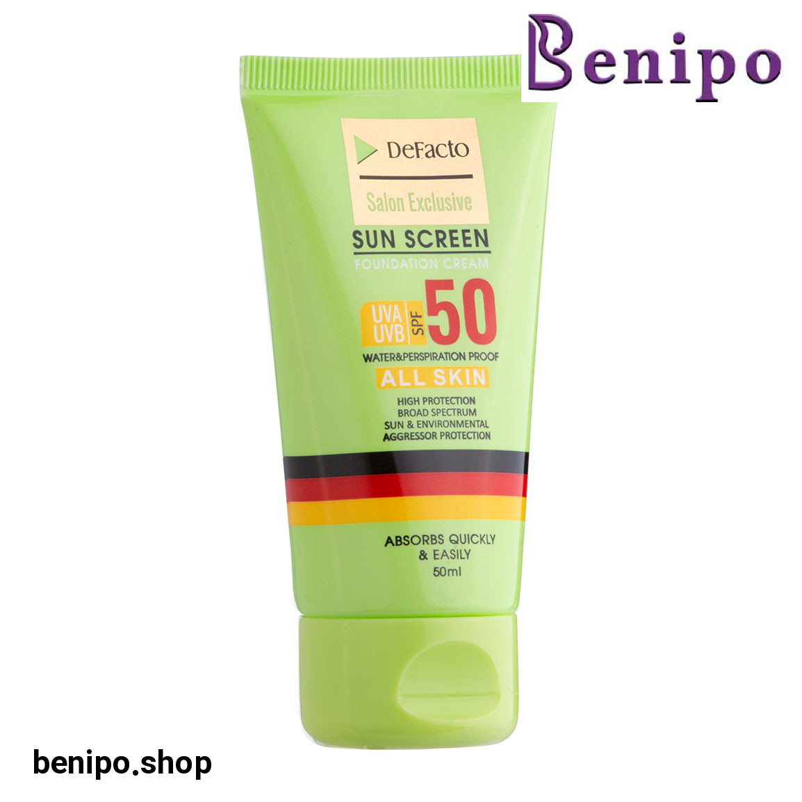 ضد آفتاب رنگی با SPF50 مناسب انواع پوست حجم 50 میلی لیتر