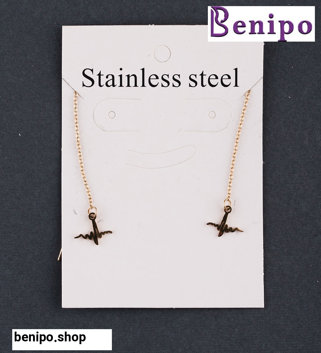 گوشواره زنانه مدل بخیه ای طرح ضربان کد 480GUZ