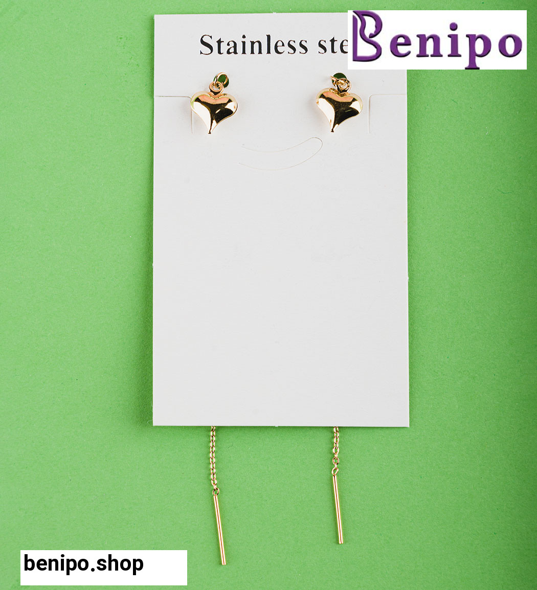 گوشواره زنانه طرح قلب طلایی کد A207140