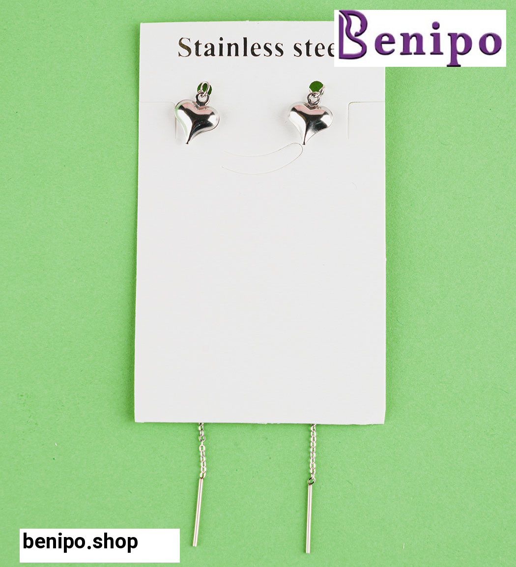 گوشواره زنانه طرح قلب نقره ای کد B207140