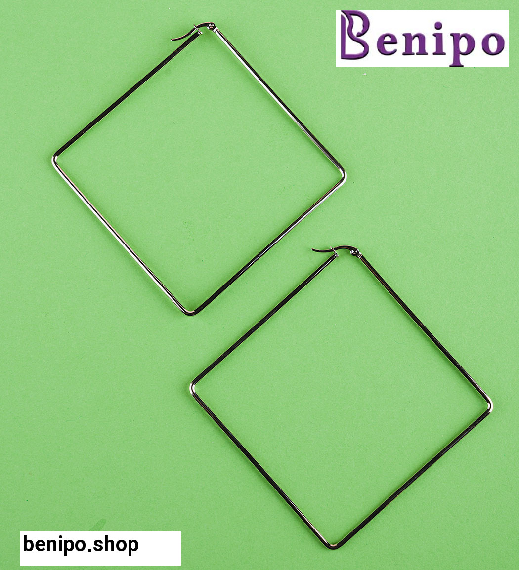 گوشواره زنانه نقره ای مدل لوزی کد Fr003