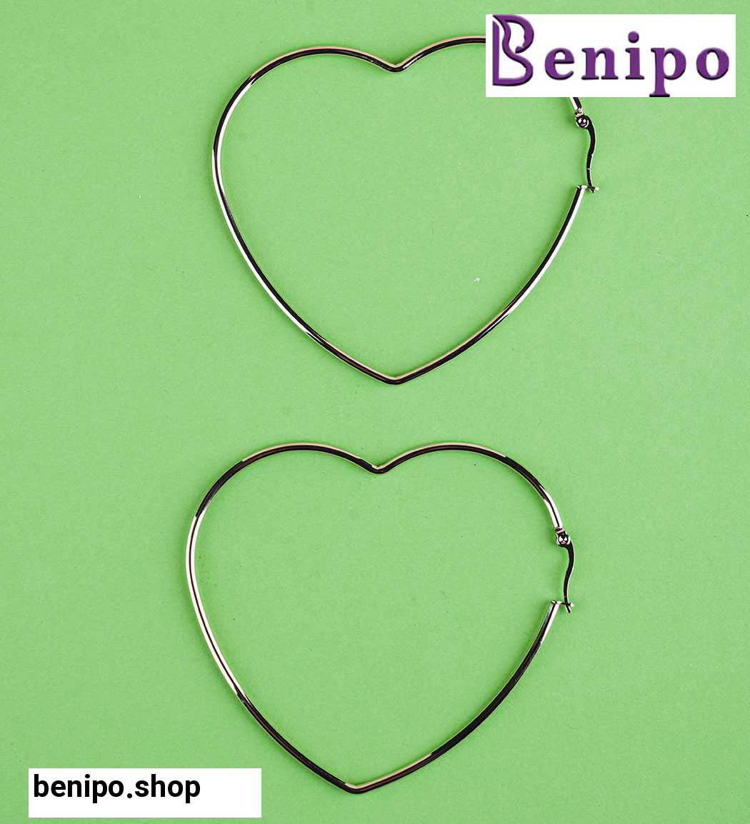 گوشواره زنانه مدل قلب نقره ای کد Fr004