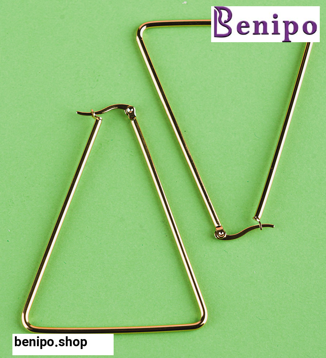 گوشواره زنانه طرح مثلث طلایی مدل Fr005